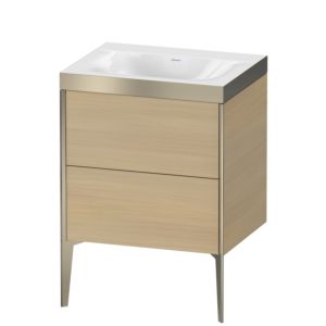 Duravit XViu Waschtisch-Unterschrank XV4709NB171P 60x48cm, 2 Auszüge, ohne Hahnloch, champagner matt, Rahmen P, mediterrane eiche