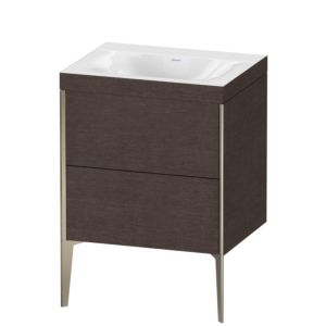 Duravit XViu Waschtisch-Unterschrank XV4709NB172C 60x48cm, 2 Auszüge, ohne Hahnloch, champagner matt, Rahmen C, eiche dunkel gebürstet