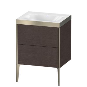 Duravit XViu vanity unit XV4709NB172P 60x48cm, 2 pull-outs, without tap hole, matt champagne, Rahmen P, brushed dark oak