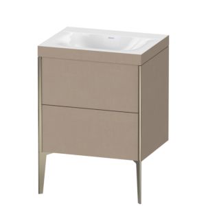 Duravit XViu Waschtisch-Unterschrank XV4709NB175C 60x48cm, 2 Auszüge, ohne Hahnloch, champagner matt, Rahmen C, leinen