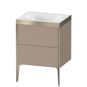 Duravit XViu vanity unit XV4709NB175P 60x48cm, 2 pull-outs, without tap hole, matt champagne, Rahmen P, linen