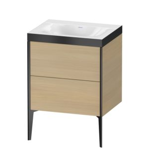 Duravit XViu Waschtisch-Unterschrank XV4709NB271P 60x48cm, 2 Auszüge, ohne Hahnloch, schwarz matt, Rahmen P, mediterrane eiche