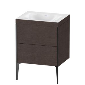 XViu Duravit vasque XV4709NB272C 60x48cm, 2 coulissants, sans trou pour robinet, noir mat, Cadres C, chêne foncé brossé