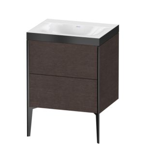 XViu Duravit vasque XV4709NB272P 60x48cm, 2 coulissants, sans trou pour robinet, noir mat, Cadres P, chêne foncé brossé