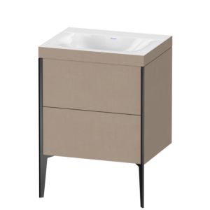 Duravit XViu Waschtisch-Unterschrank XV4709NB275C 60x48cm, 2 Auszüge, ohne Hahnloch, schwarz matt, Rahmen C, leinen
