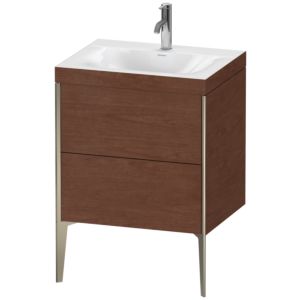 Duravit XViu Table de toilette XV4709OB113C 60x48cm, 2 2000 - out, Match2 trou de coulée, champagne mat, Cadres C, Noyer d&#39; Amérique