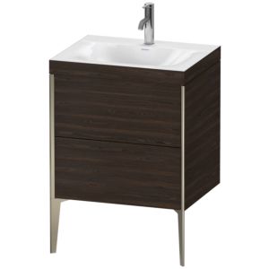 Duravit XViu Table de toilette XV4709OB169C 60x48cm, 2 2000 - out, Match2 trou de coulée, champagne mat, Cadres C, noyer satiné