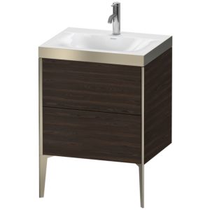 Duravit XViu Table de toilette XV4709OB169P 60x48cm, 2 2000 - out, Match2 trou de coulée, champagne mat, Cadres P, noyer satiné