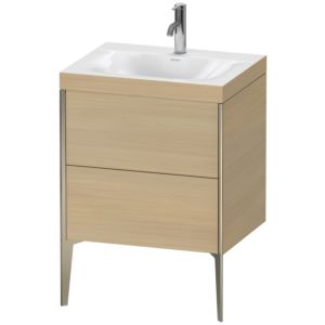 Duravit XViu Waschtisch-Unterschrank XV4709OB171C 60x48cm, 2 Auszüge, 1 Hahnloch, champagner matt, Rahmen C, mediterrane eiche