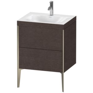 Duravit XViu vanity unit XV4709OB172C 60x48cm, 2 2000 outs, match2 tap hole, matt champagne, Rahmen C, brushed dark oak