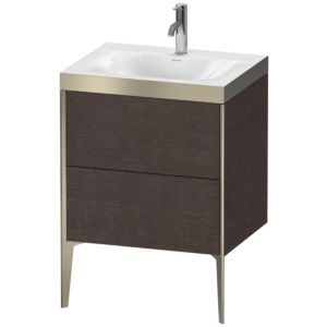 Duravit XViu Waschtisch-Unterschrank XV4709OB172P 60x48cm, 2 Auszüge, 1 Hahnloch, champagner matt, Rahmen P, eiche dunkel gebürstet