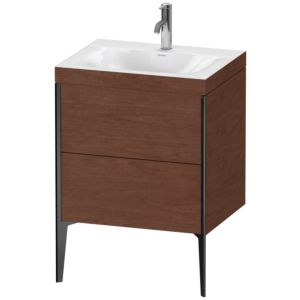 Duravit XViu Table de toilette XV4709OB213C 60x48cm, 2 2000 - out, Match2 trou de coulée, noir mat, Cadres C, Noyer d&#39; Amérique