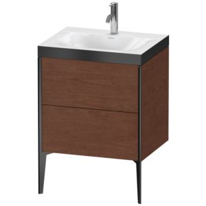 Duravit XViu Table de toilette XV4709OB213P 60x48cm, 2 2000 - out, Match2 trou de coulée, noir mat, Cadres P, noyer d&#39; Amérique