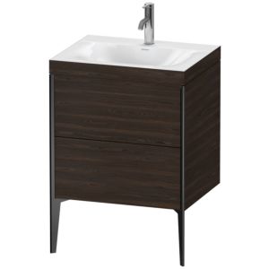 Duravit XViu Table de toilette XV4709OB269C 60x48cm, 2 2000 - out, Match2 trou de coulée, noir mat, Cadres C, noyer satiné