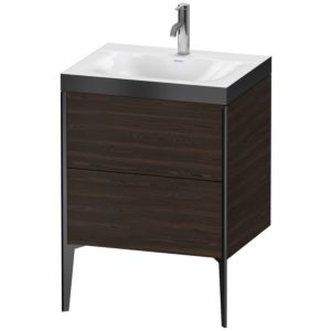 Duravit XViu Table de toilette XV4709OB269P 60x48cm, 2 2000 - out, Match2 trou de coulée, noir mat, Cadres P, noyer satiné