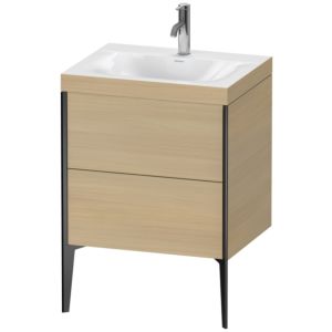 Duravit XViu Waschtisch-Unterschrank XV4709OB271C 60x48cm, 2 Auszüge, 1 Hahnloch, schwarz matt, Rahmen C, mediterrane eiche