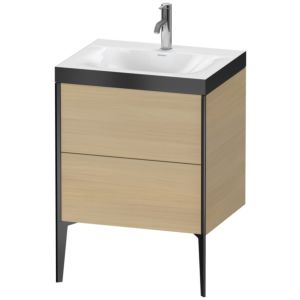 Duravit XViu Table de toilette XV4709OB271P 60x48cm, 2 2000 - out, Match2 trou de coulée, noir mat, Cadres P, le chêne méditerranéen