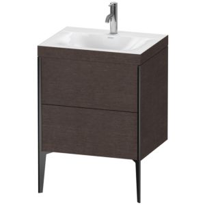 Duravit XViu Waschtisch-Unterschrank XV4709OB272C 60x48cm, 2 Auszüge, 1 Hahnloch, schwarz matt, Rahmen C, eiche dunkel gebürstet
