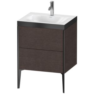 Duravit XViu vanity unit XV4709OB272P 60x48cm, 2 2000 outs, match2 tap hole, matt black, Rahmen P, brushed dark oak
