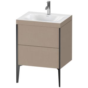 Duravit XViu vanity unit XV4709OB275C 60x48cm, 2 2000 outs, match2 tap hole, matt black, Rahmen C, linen