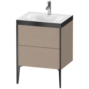 Duravit XViu Waschtisch-Unterschrank XV4709OB275P 60x48cm, 2 Auszüge, 1 Hahnloch, schwarz matt, Rahmen P, leinen