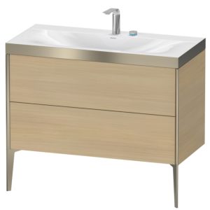 XViu Duravit vasque XV4711EB171P 100x48cm, 2 coulissants, 2 trous pour robinetterie, champagne mat, Cadres P, chêne méditerranéen