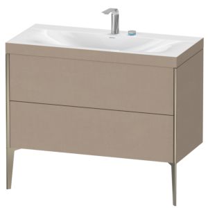 Duravit XViu vanity unit XV4711EB175C 100x48cm, 2 pull-outs, 2 tap holes, matt champagne, Rahmen C, linen