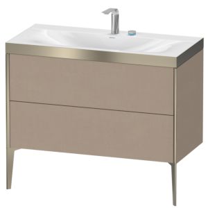 Duravit XViu vanity unit XV4711EB175P 100x48cm, 2 pull-outs, 2 tap holes, matt champagne, Rahmen P, linen