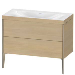 XViu Duravit vasque XV4711NB171C 100x48cm, 2 coulissants, sans trou pour robinet, champagne mat, Cadres C, chêne méditerranéen