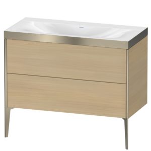 Duravit XViu vanity unit XV4711NB171P 100x48cm, 2 pull-outs, without tap hole, matt champagne, Rahmen P, Mediterranean oak