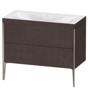 Duravit XViu Waschtisch-Unterschrank XV4711NB172C 100x48cm, 2 Auszüge, ohne Hahnloch, champagner matt, Rahmen C, eiche dunkel gebürstet