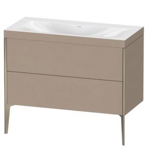 Duravit XViu vanity unit XV4711NB175C 100x48cm, 2 pull-outs, without tap hole, matt champagne, Rahmen C, linen