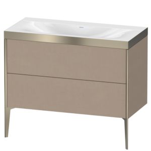 Duravit XViu vanity unit XV4711NB175P 100x48cm, 2 pull-outs, without tap hole, matt champagne, Rahmen P, linen