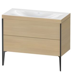 Duravit XViu Waschtisch-Unterschrank XV4711NB271C 100x48cm, 2 Auszüge, ohne Hahnloch, schwarz matt, Rahmen C, mediterrane eiche