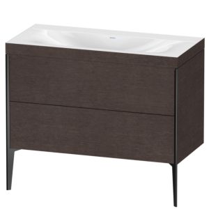 Duravit XViu vanity unit XV4711NB272C 100x48cm, 2 pull-outs, without tap hole, matt black, Rahmen C, brushed dark oak