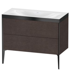 Duravit XViu Waschtisch-Unterschrank XV4711NB272P 100x48cm, 2 Auszüge, ohne Hahnloch, schwarz matt, Rahmen P, eiche dunkel gebürstet