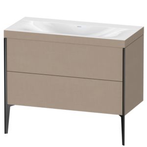 Duravit XViu Waschtisch-Unterschrank XV4711NB275C 100x48cm, 2 Auszüge, ohne Hahnloch, schwarz matt, Rahmen C, leinen