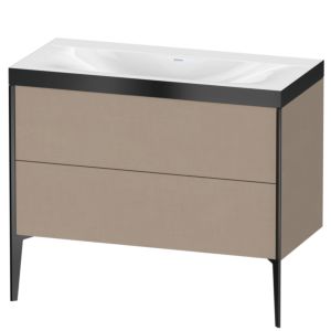 Duravit XViu vanity unit XV4711NB275P 100x48cm, 2 pull-outs, without tap hole, matt black, Rahmen P, linen