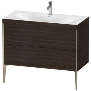 Duravit XViu Table de toilette XV4711OB169C 100x48cm, 2 2000 - out, Match2 trou de coulée, champagne mat, Cadres C, noyer satiné