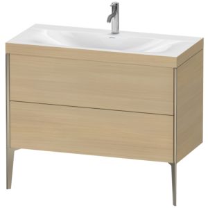 Duravit XViu Waschtisch-Unterschrank XV4711OB171C 100x48cm, 2 Auszüge, 1 Hahnloch, champagner matt, Rahmen C, mediterrane eiche