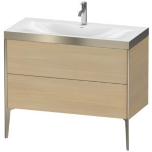 Duravit XViu Waschtisch-Unterschrank XV4711OB171P 100x48cm, 2 Auszüge, 1 Hahnloch, champagner matt, Rahmen P, mediterrane eiche