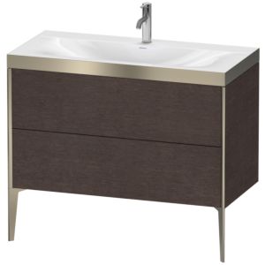 Duravit XViu Table de toilette XV4711OB172P 100x48cm, 2 2000 - out, Match2 trou de coulée, champagne mat, Cadres P, chêne foncé brossé