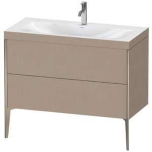 Duravit XViu vanity unit XV4711OB175C 100x48cm, 2 2000 outs, match2 tap hole, matt champagne, Rahmen C, linen
