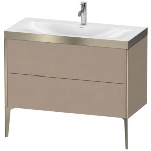 Duravit XViu Table de toilette XV4711OB175P 100x48cm, 2 2000 - out, Match2 trou de coulée, champagne mat, Cadres P, lin