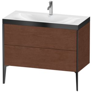 Duravit XViu Table de toilette XV4711OB213P 100x48cm, 2 2000 - out, Match2 trou de coulée, noir mat, Cadres P, noyer d&#39; Amérique