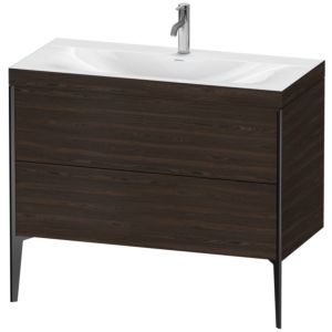 Duravit XViu vanity unit XV4711OB269C 100x48cm, 2 2000 outs, match2 tap hole, matt black, Rahmen C, brushed walnut