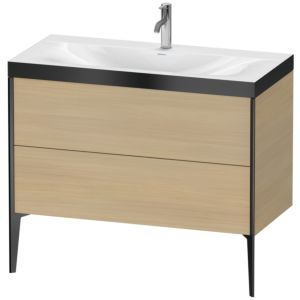 Duravit XViu Waschtisch-Unterschrank XV4711OB271P 100x48cm, 2 Auszüge, 1 Hahnloch, schwarz matt, Rahmen P, mediterrane eiche