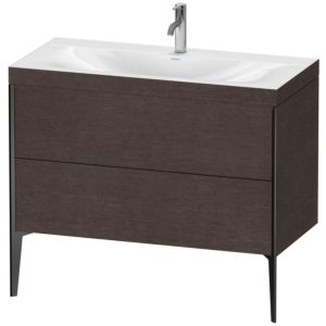 Duravit XViu vanity unit XV4711OB272C 100x48cm, 2 2000 outs, match2 tap hole, matt black, Rahmen C, brushed dark oak