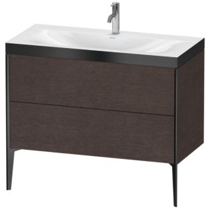 Duravit XViu vanity unit XV4711OB272P 100x48cm, 2 2000 outs, match2 tap hole, matt black, Rahmen P, brushed dark oak