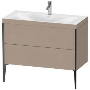 Duravit XViu Table de toilette XV4711OB275C 100x48cm, 2 2000 - out, Match2 trou de coulée, noir mat, Cadres C, le lin